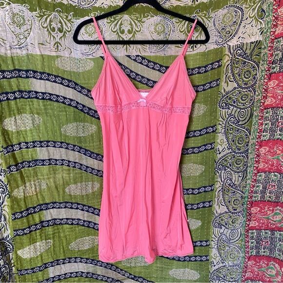 Y2K Victoria's Secret Angels Pink Slip Mini Dress Size Large - Picture 1 of 14